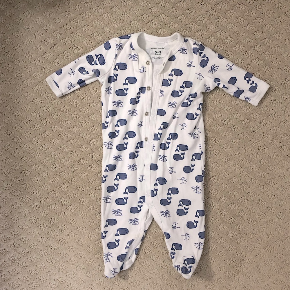 Roller Rabbit - baby whale footie onesie - 0-3 months